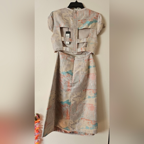 BCBGMAXAZRIA Adna Open-Back Embellished Jacquard Two-Piece Set - Picture 4 of 5